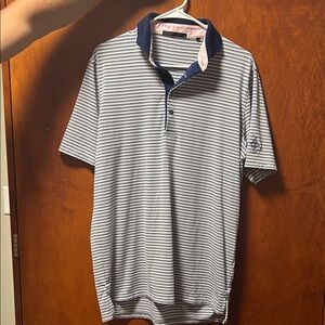 Greyson Navy and White Striped Polo Shirt